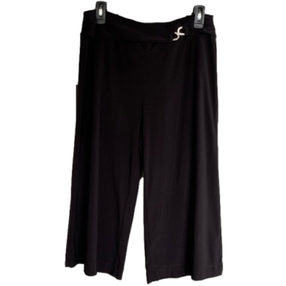 WHITE HOUSE BLACK MARKET Crop Pants Wide Leg Pull-On Capri Black Women Size M